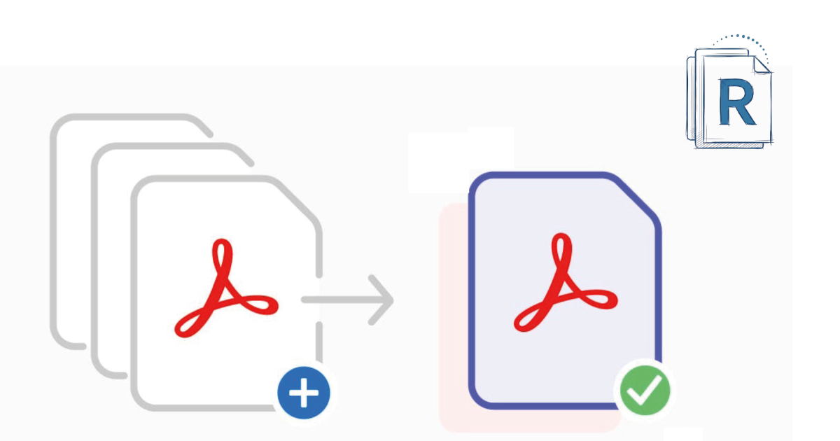 Illustration montrant le processus pour fusionner plusieurs fichiers PDF en un seul document final avec succès.